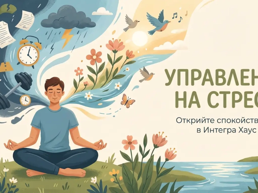 Управление на стреса – илюстрация на преход от напрежение към спокойствие и вътрешен баланс, психологично консултиране в Integra House