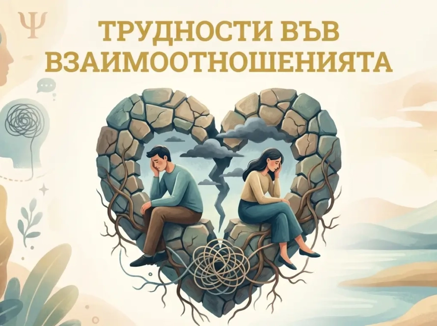Трудности във взаимоотношенията – илюстрация на емоционална дистанция и партньорски конфликт, психологично консултиране в Integra House